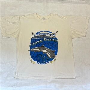 Vintage Cape Town Shirt Large Dolphin The Mother City Fish Birds Ocean 90s L